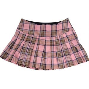 Current mood womens medium mini skirt tartan plaid pink preppy coquette